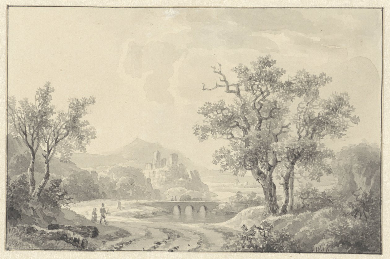 Landschaft mit Ruine in der Ferne von Willem de Klerk