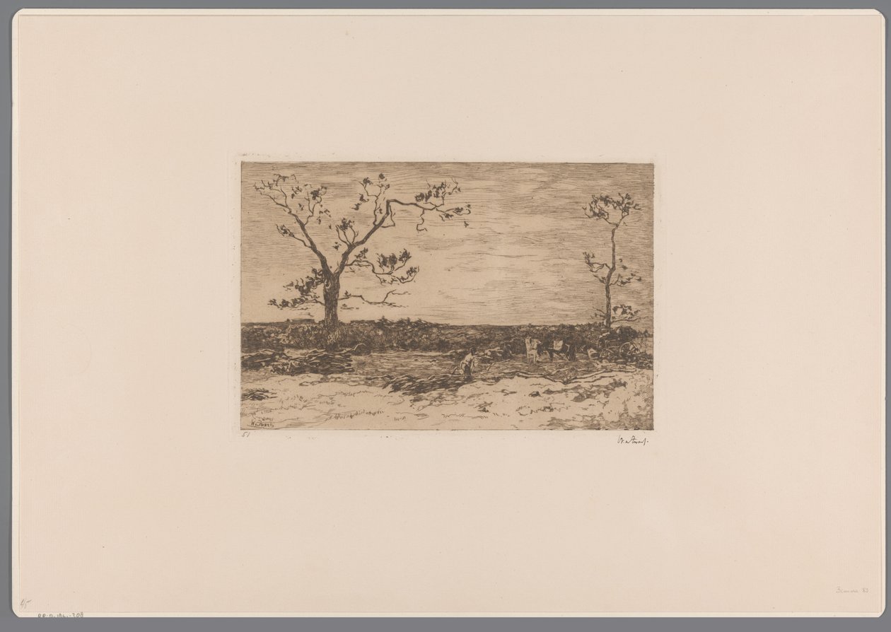 Landschaft mit kahlen Bäumen und Holzfällern von Willem de Zwart (signed by artist)