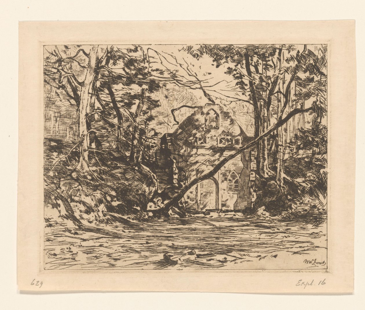 Ruine in einem Wald von Willem de Zwart