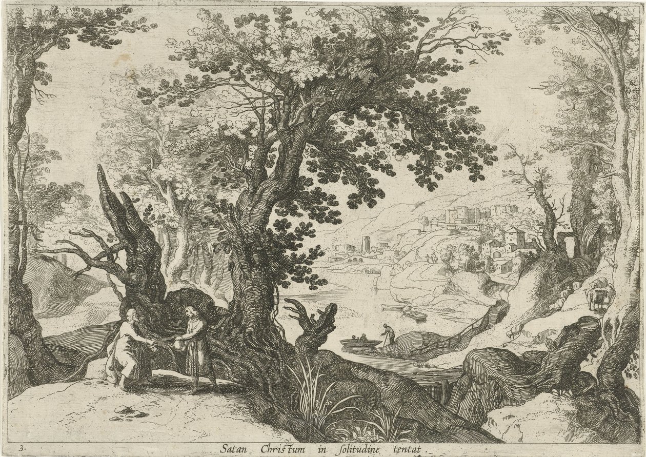 Landschaft mit der Versuchung Christi von Willem van Nieulandt (II)