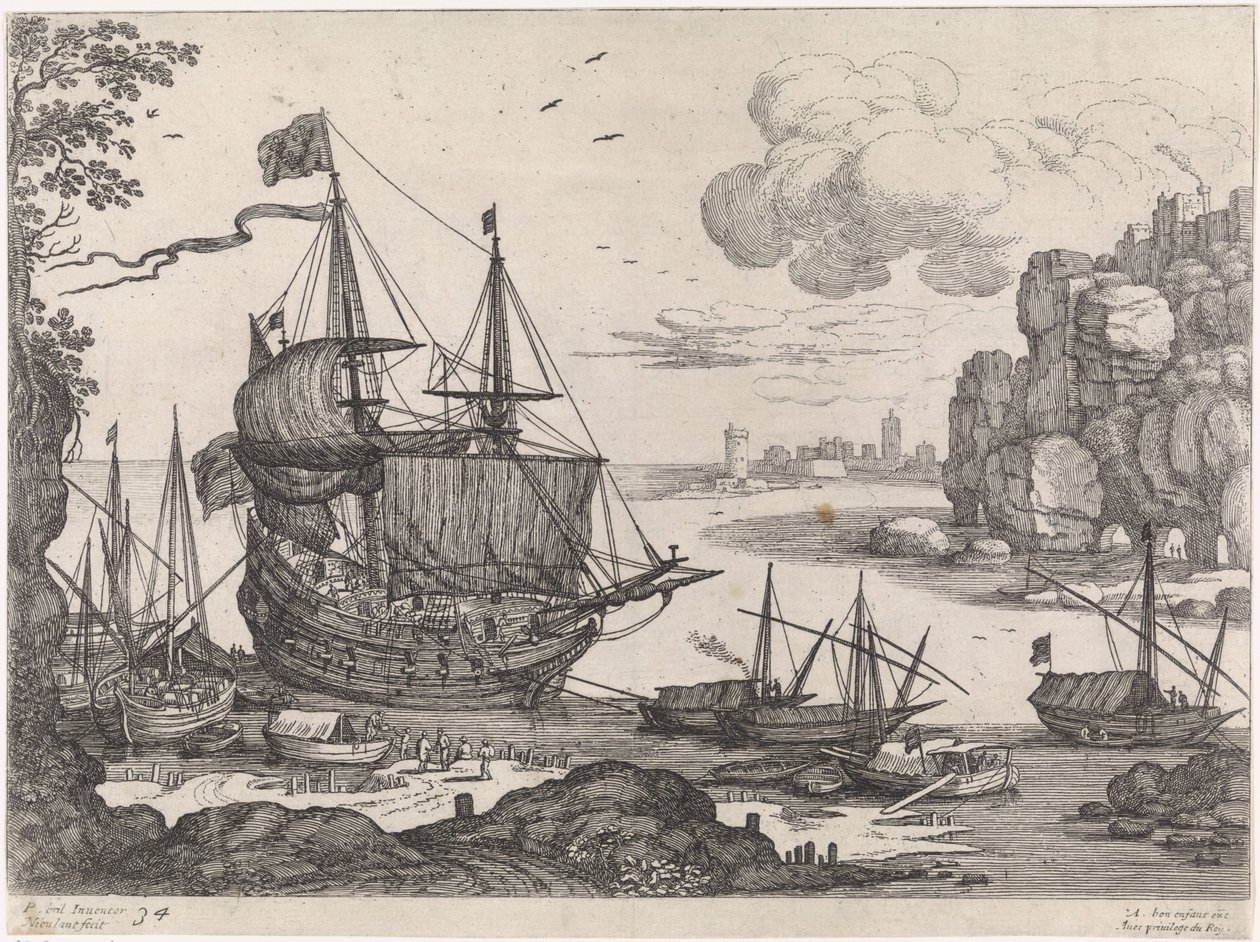 Schiffe in einem Hafen von Willem van Nieulandt (II)