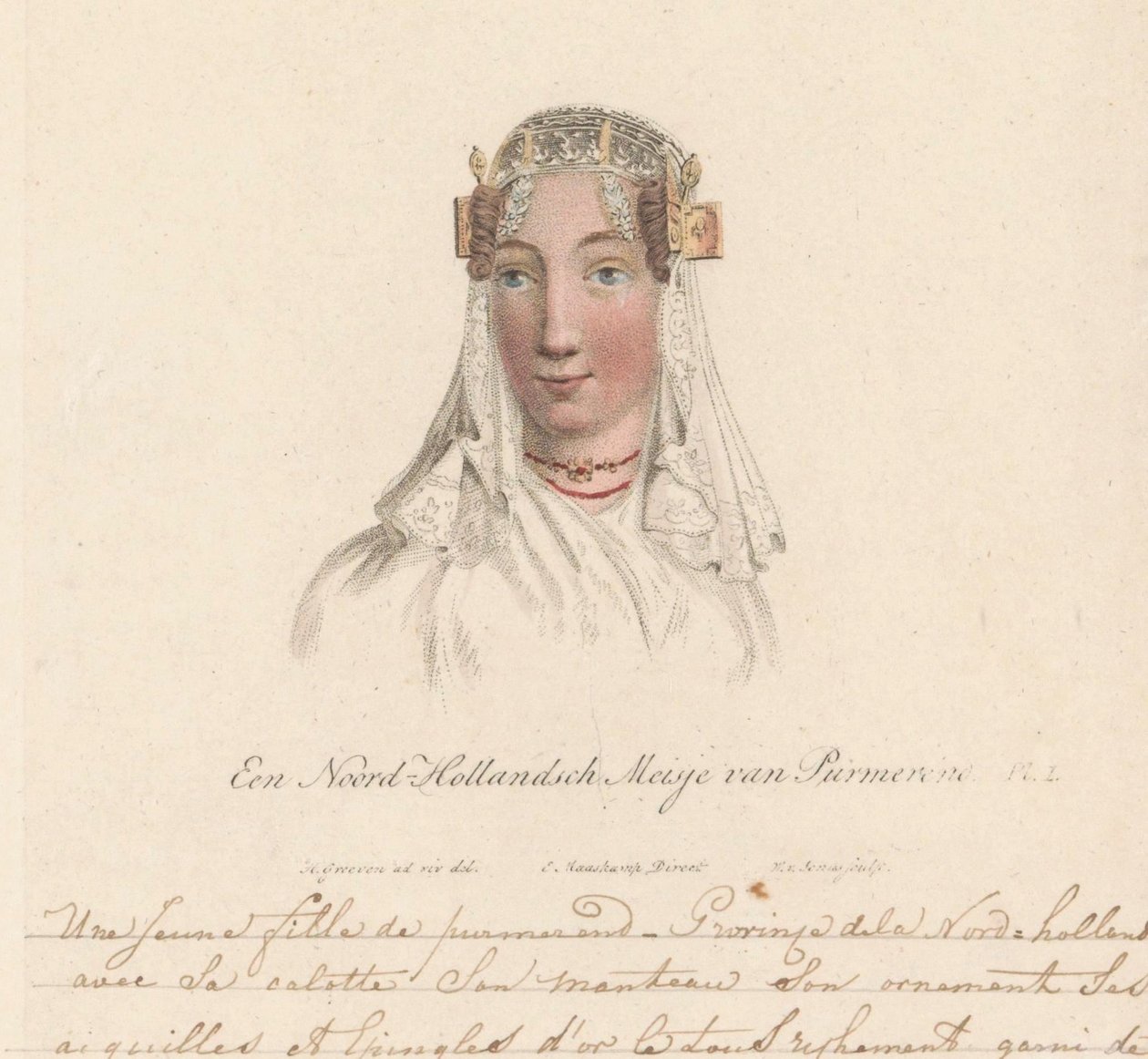 Kopfbedeckung eines Mädchens aus Purmerend, 1816 von Willem van Senus