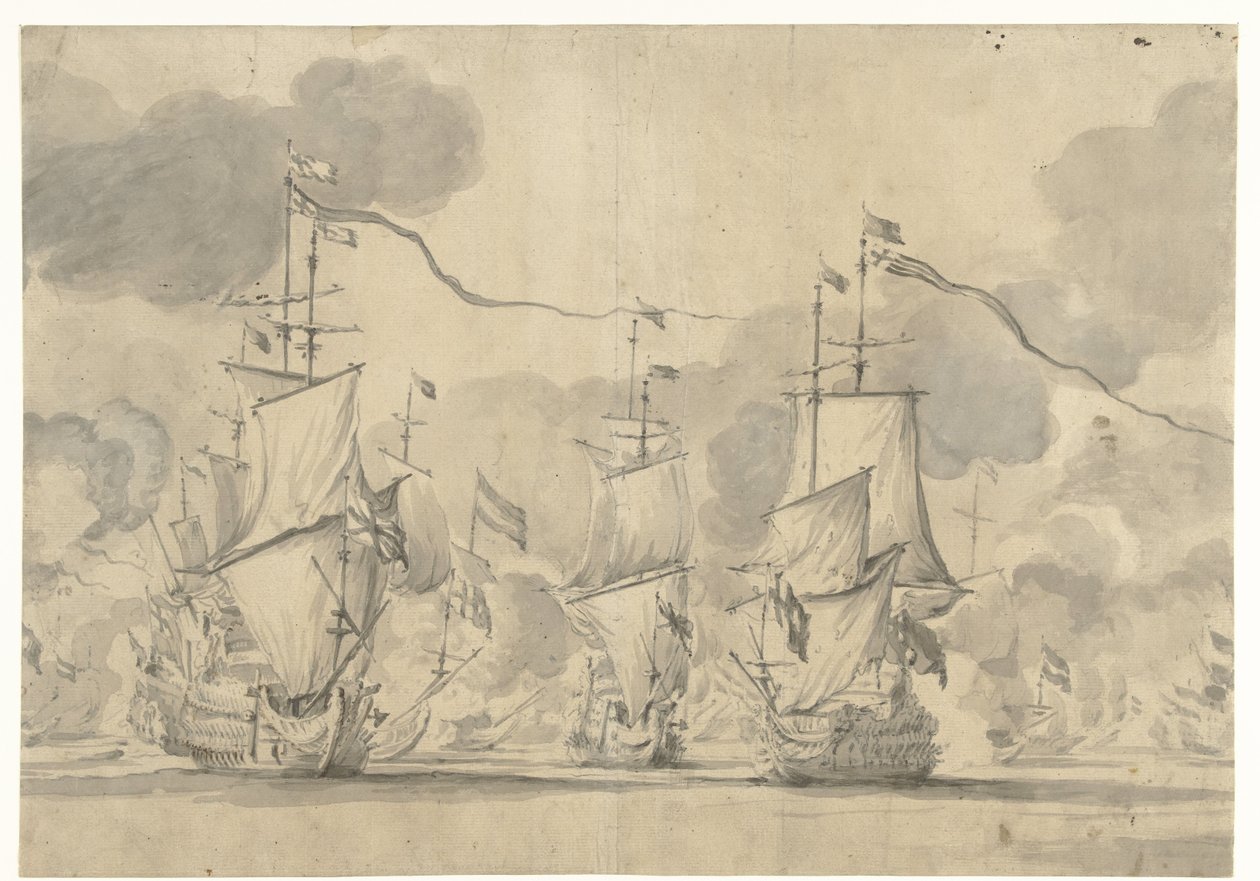 Seeschlacht bei Lowestoft am 13. Juni 1665 von Willem van de Velde (I)