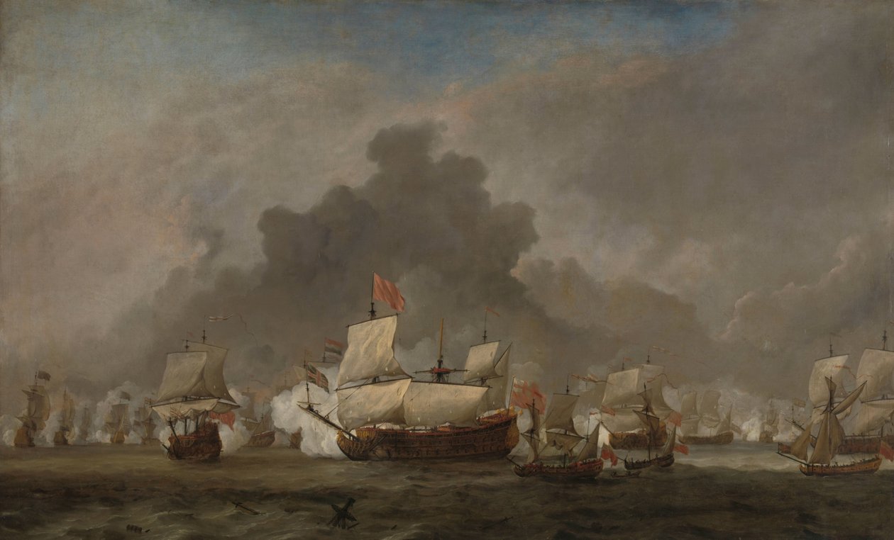 Seeschlacht zwischen Michiel Adriaensz de Ruyter und dem Herzog von York auf der Royal Prince während der Schlacht von Solebay, 7. Juni 1672: Episode aus dem Dritten Englisch-Niederländischen Krieg von Willem van de Velde (II)
