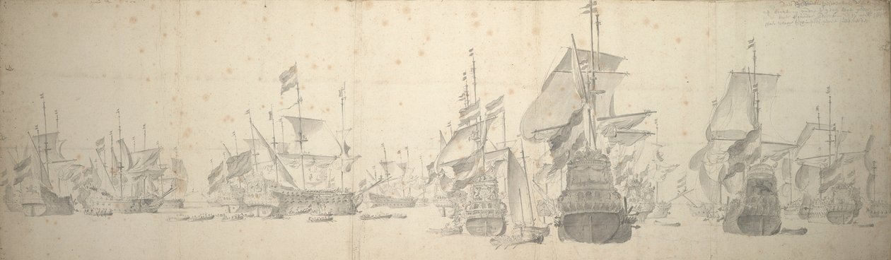 Kriegsrat in der niederländischen Flotte vor Terschelling, 7.-17. Oktober 1658 von Willem van de the Elder Velde