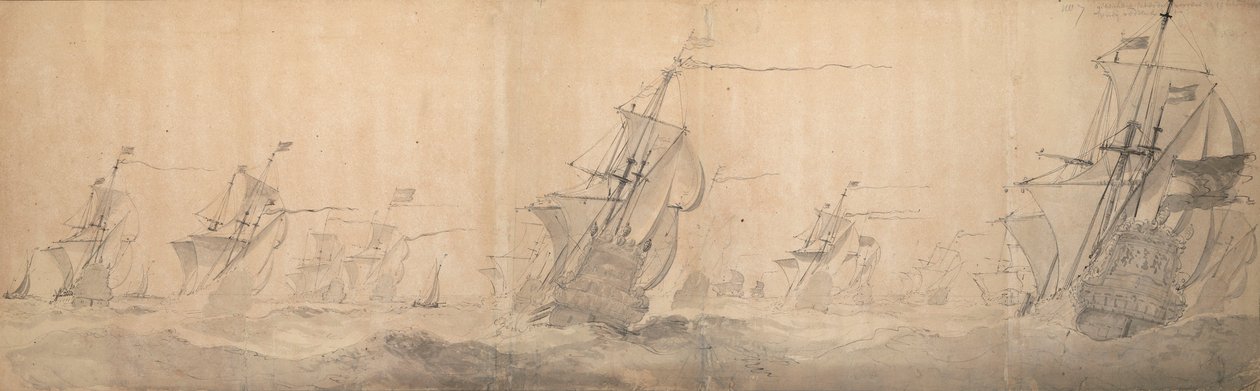 Niederländische Flotte vor der Küste der Nordfriesischen Inseln, 9. [OS] / 19. Oktober 1658 von Willem van de the Elder Velde