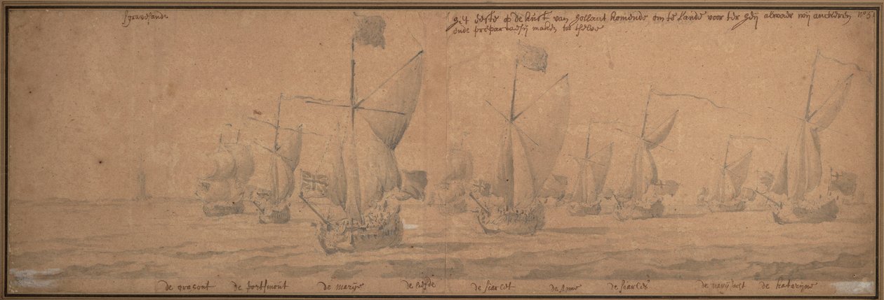 Yachten kommen am 9. Dezember 1677 an der Küste Hollands an von Willem van de the Elder Velde
