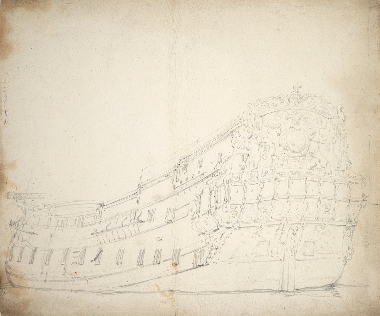 Porträt eines englischen Viertklasseschiffs, ca. 1675 von Willem van de Velde the Younger