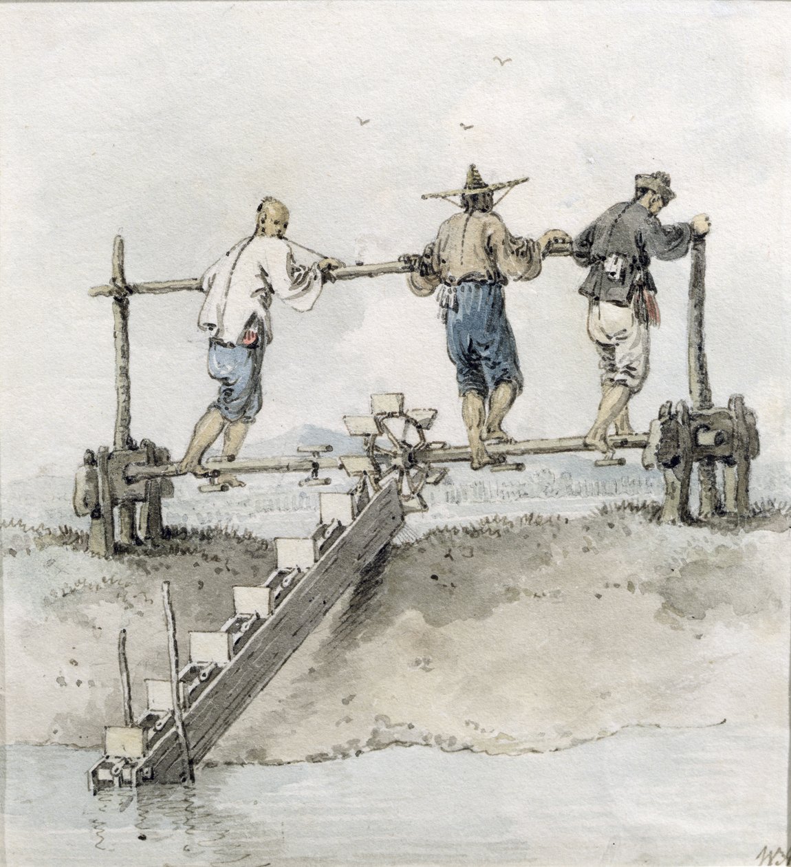 Chinesische Arbeiter arbeiten an einem Fluss von William Alexander