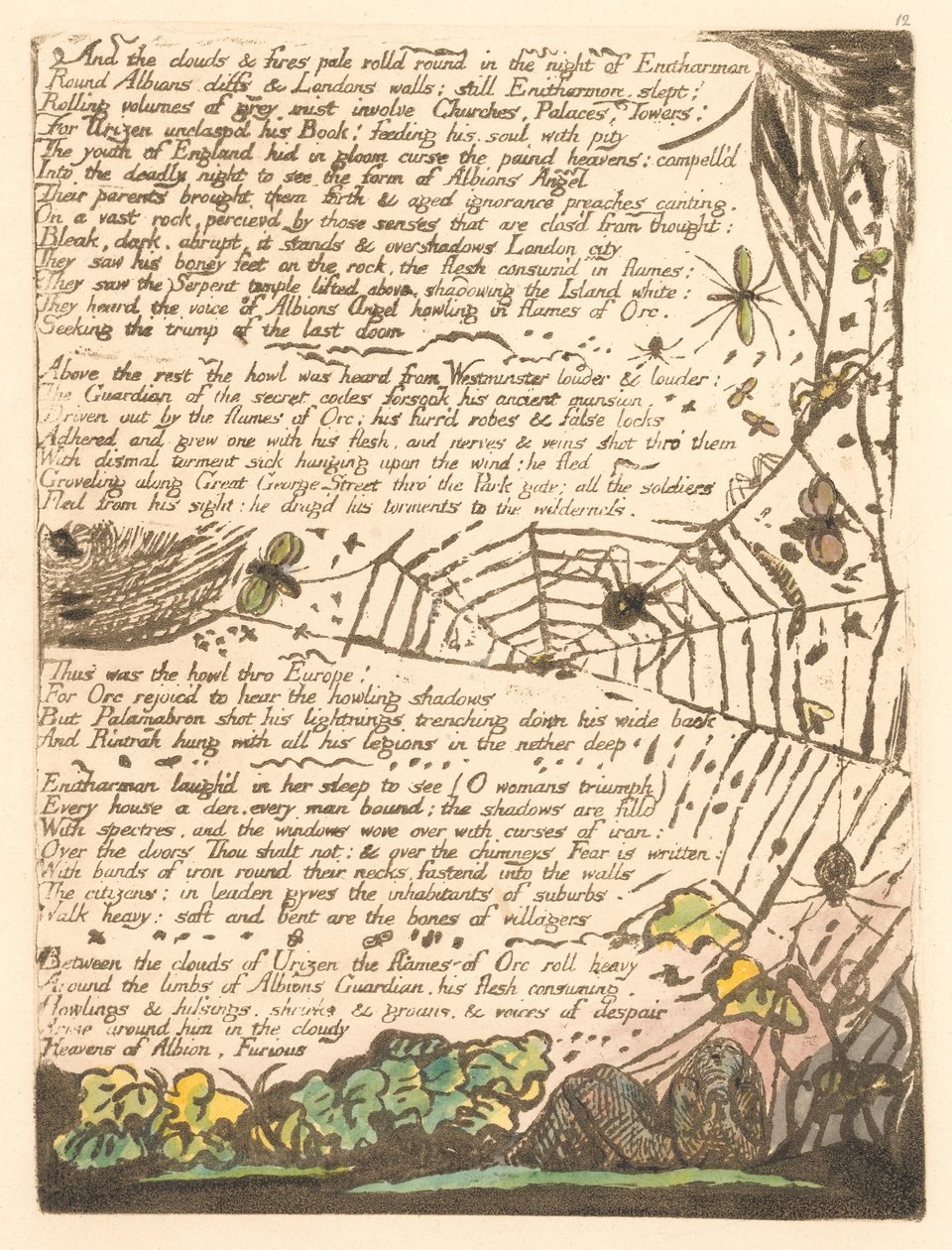 Europa. Eine Prophezeiung, Platte 14, Und die Wolken und Feuer... (Bentley 15) von William Blake