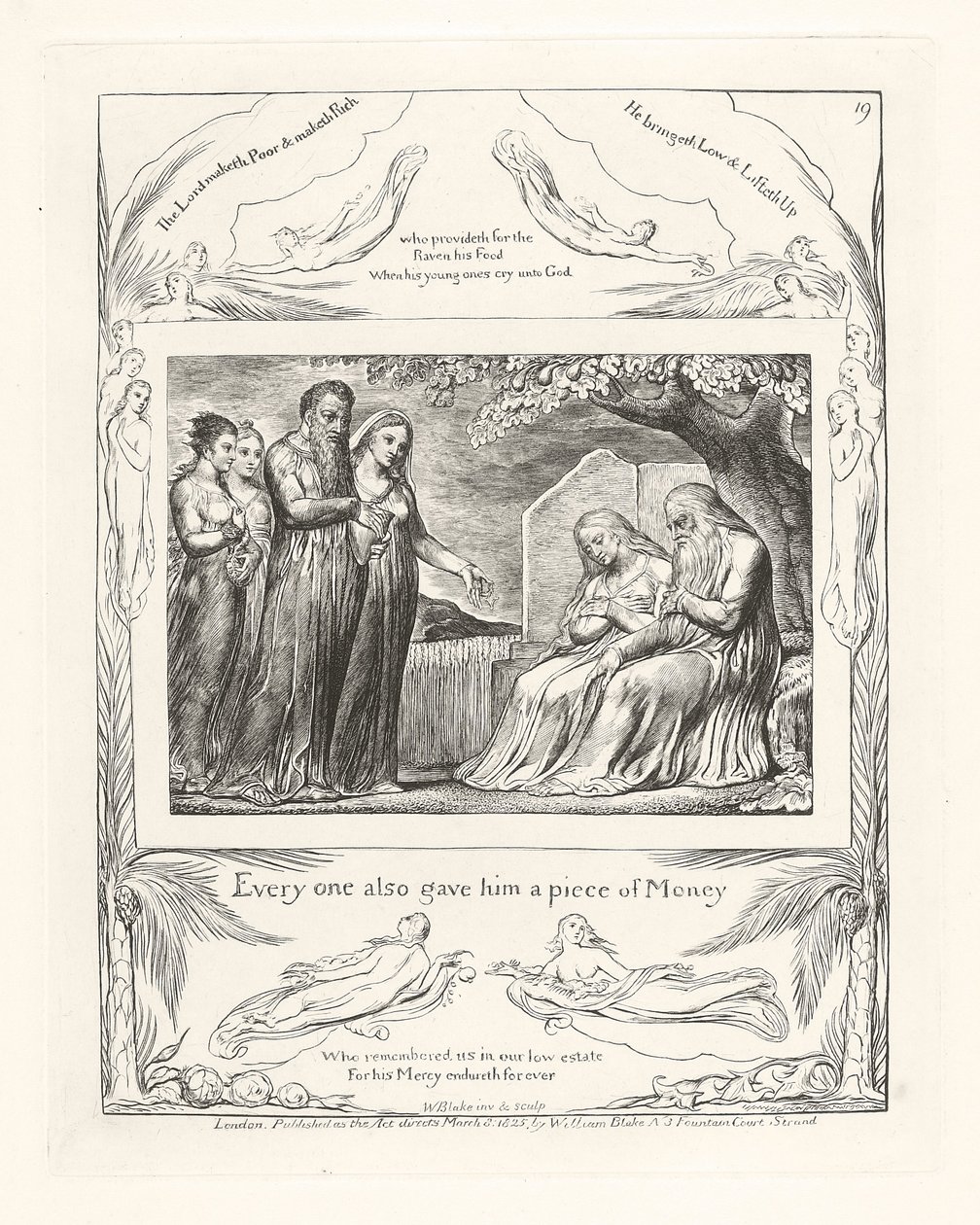 Jeder gab ihm auch ein Stück Geld, 1825 von William Blake