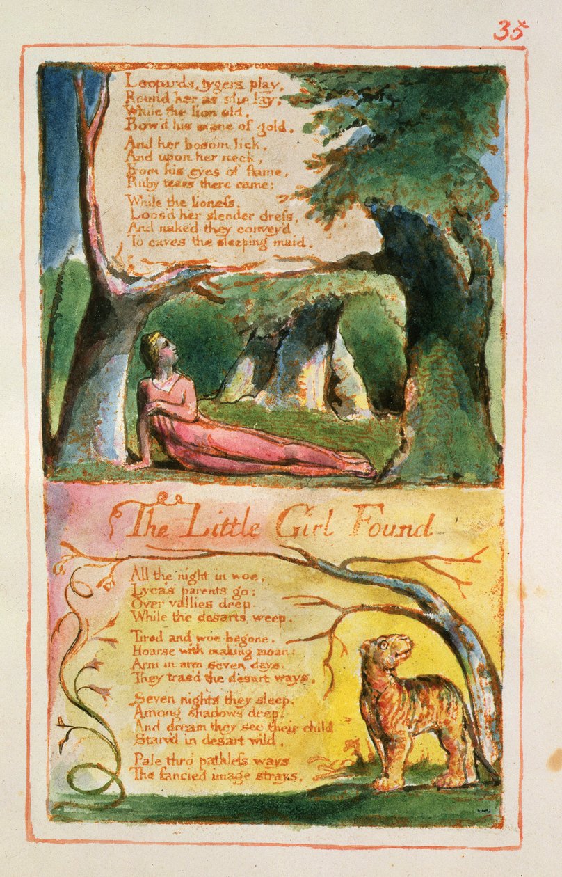 Das kleine Mädchen gefunden: Platte 35 aus Songs of Innocence and of Experience (Kopie AA) von William Blake