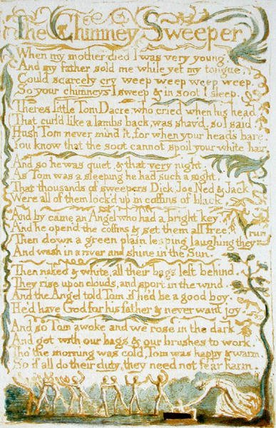 Der Schornsteinfeger, Platte 13 aus Songs of Innocence, 1789 von William Blake
