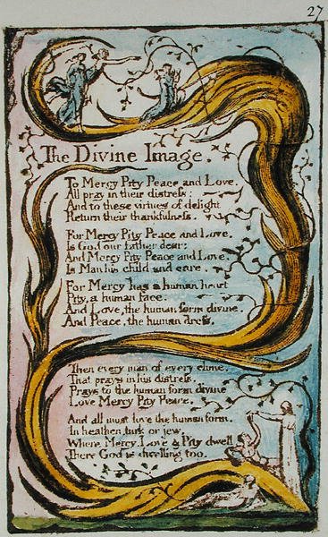 Das göttliche Bild, Illustration aus Lieder der Unschuld und Erfahrung (Bentley Kopie L) pl.27 (Bentley 18) 1789-94 von William Blake