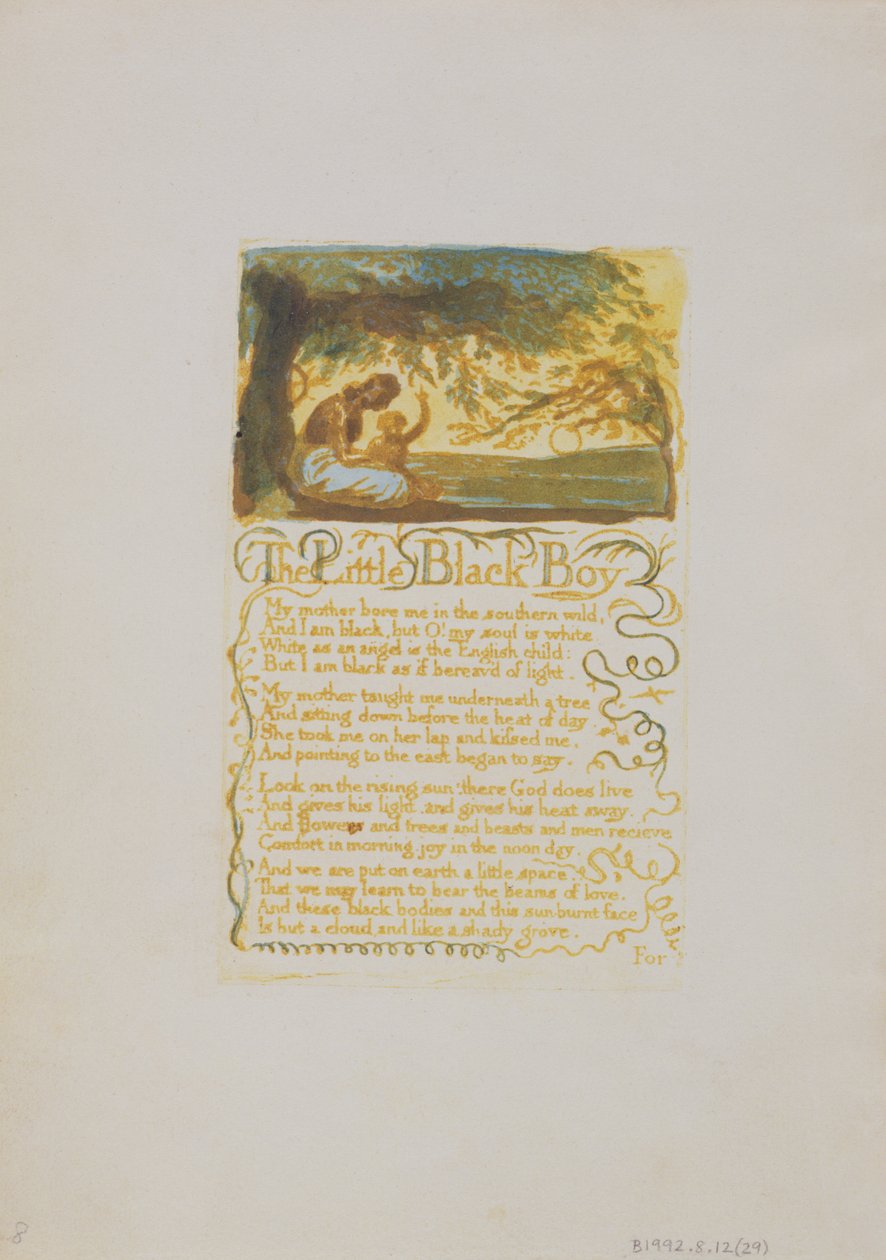 Der kleine schwarze Junge, Platte 29 aus Songs of Innocence, 1789 von William Blake
