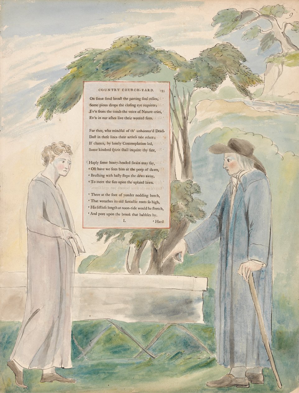 Die Gedichte von Thomas Gray, Design 113, Elegie geschrieben auf einem Landkirchhof von William Blake