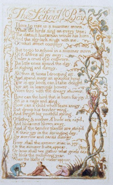 Der Schuljunge, Platte 27 aus Songs of Innocence, 1789 von William Blake