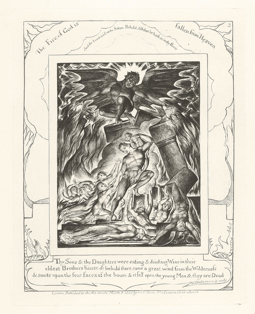 Deine Söhne und deine Töchter aßen und tranken Wein, 1825 von William Blake