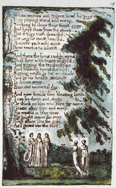 Wenn Wölfe und Tiger... Illustration aus Lieder der Unschuld und Erfahrung (Bentley Kopie L) pl.19 (Bentley 21) 1789-94 von William Blake