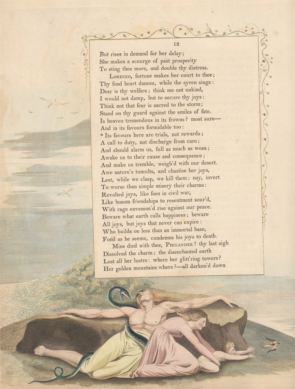 Youngs Nachtgedanken, Seite 12, Seine Gunst hier sind Prüfungen, keine Belohnungen von William Blake