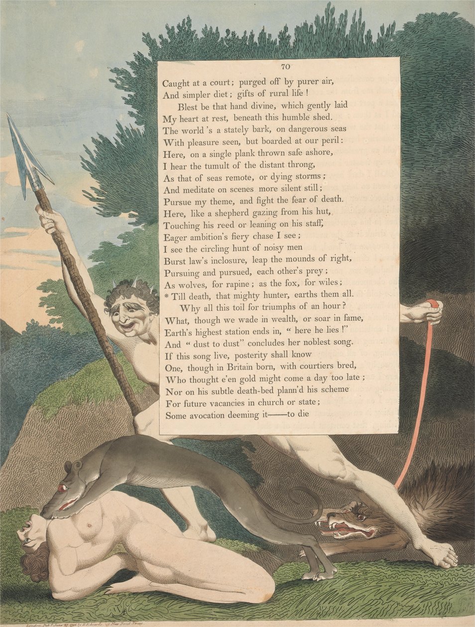 Youngs Nachtgedanken, Seite 70, Bis der Tod, dieser mächtige Jäger, sie alle erdet von William Blake