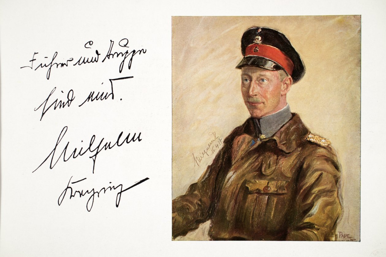 Wilhelm, Kronprinz von Deutschland in Armeuniform, veröffentlicht am 16. April 1917 (Farblithographie) von William Friedrich Georg Pape