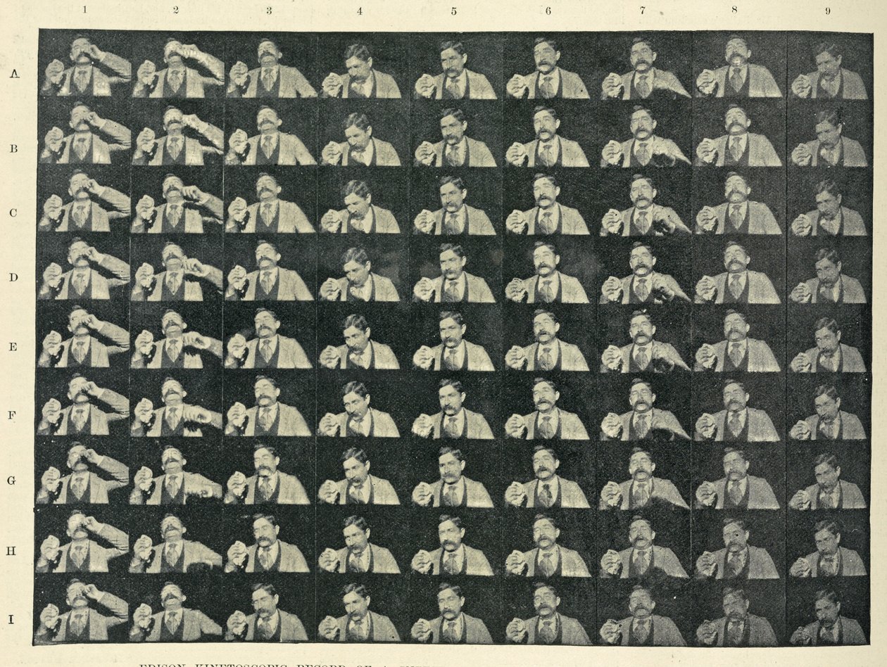 Edison kinetoskopische Aufnahme eines Niesens, ca. 1894 von William Kennedy Laurie Dickson