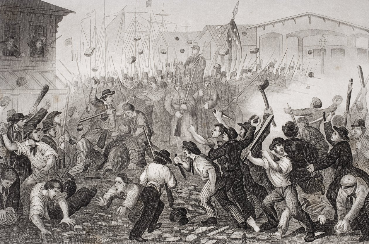Angriff auf die Massachusetts 6. in Baltimore, Maryland, 19. April 1861 von William Momberger