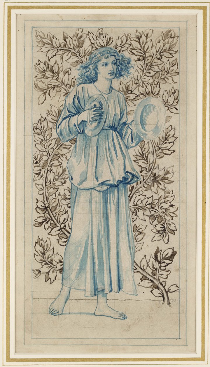 Eine Frau, die Zimbeln spielt von William Morris