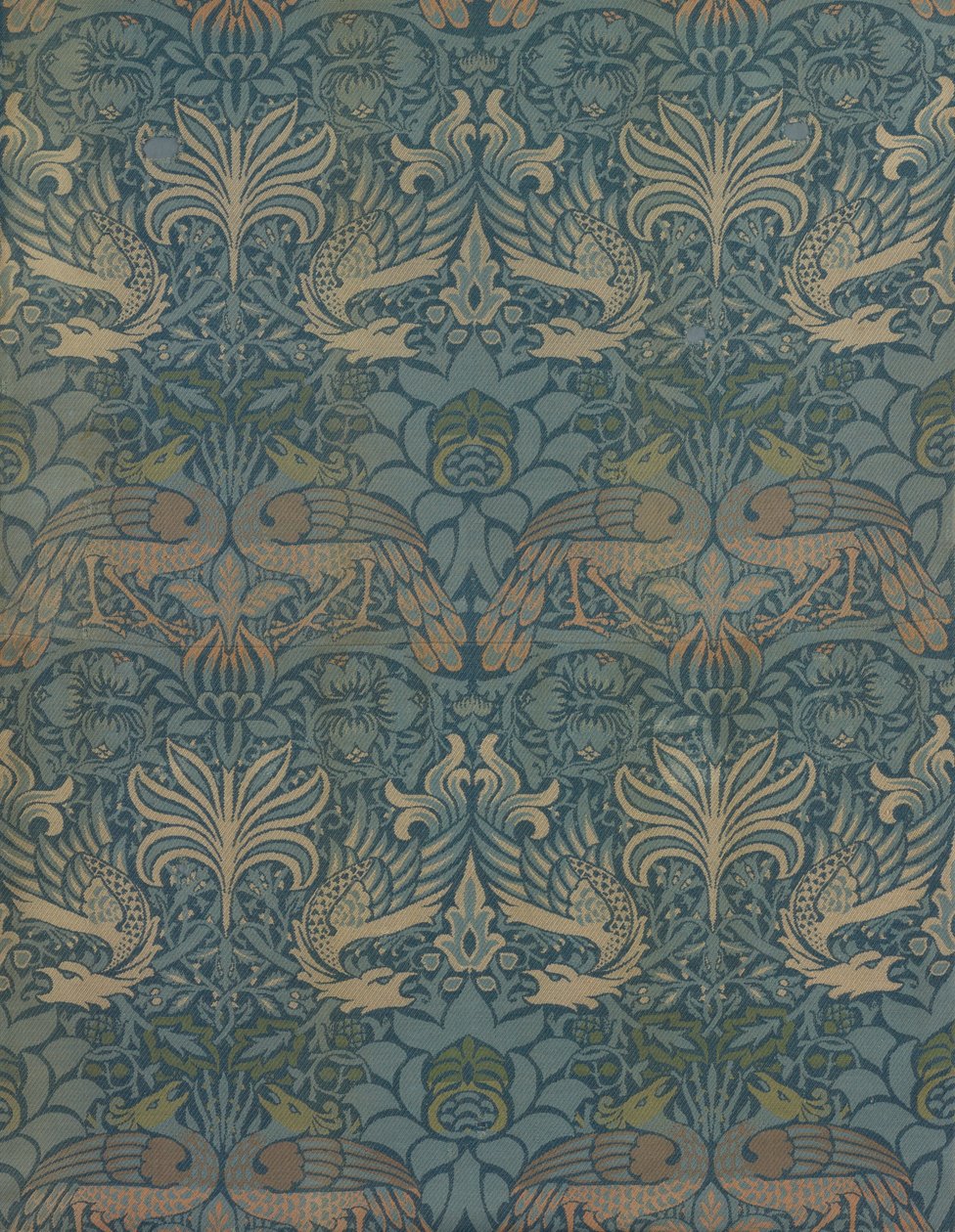 Tafel mit dem Titel Pfau und Drache von William Morris