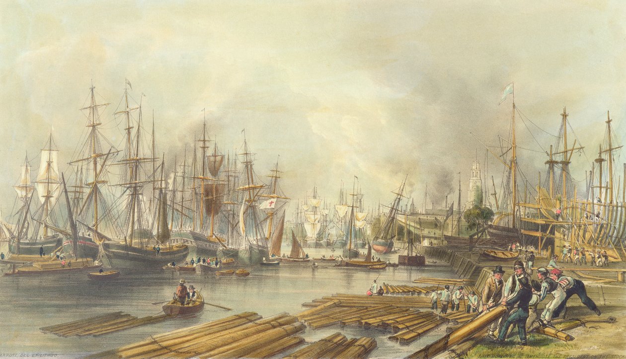 Schiffbau in Limehouse, 1840 von William Parrott