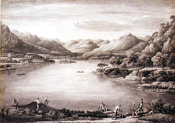 Ansicht des Kopfes von Ulswater in Richtung Patterdale, graviert von Chatelin und Mason von William (after) Bellers