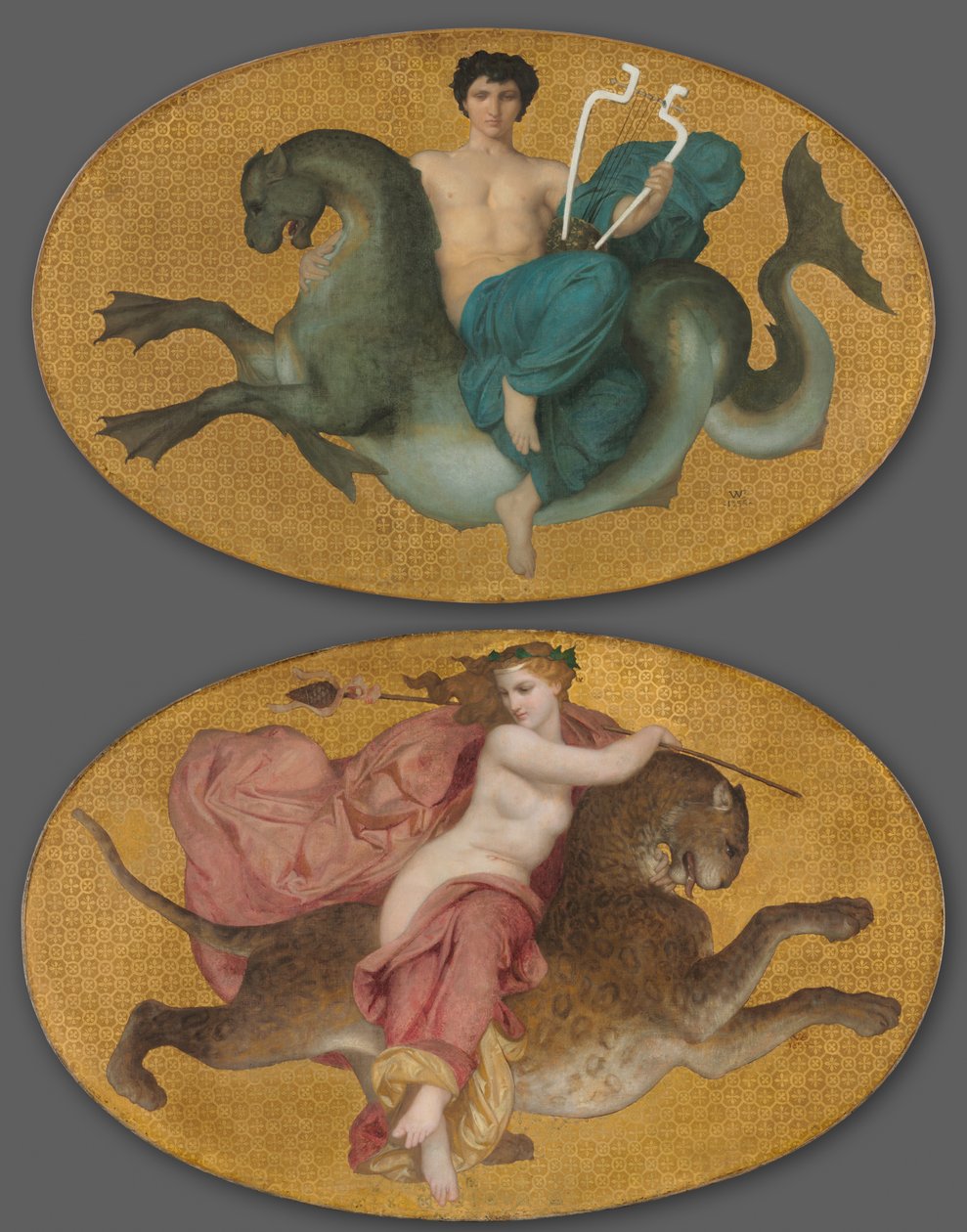 Arion auf einem Seepferdchen und Bacchantin auf einem Panther (Paar) von William Adolphe Bouguereau