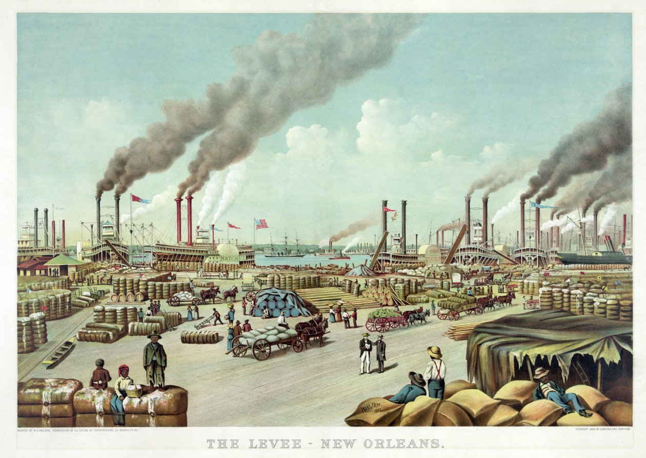 Der Kai, New Orleans, veröffentlicht von Currier & Ives von William Aiken Walker