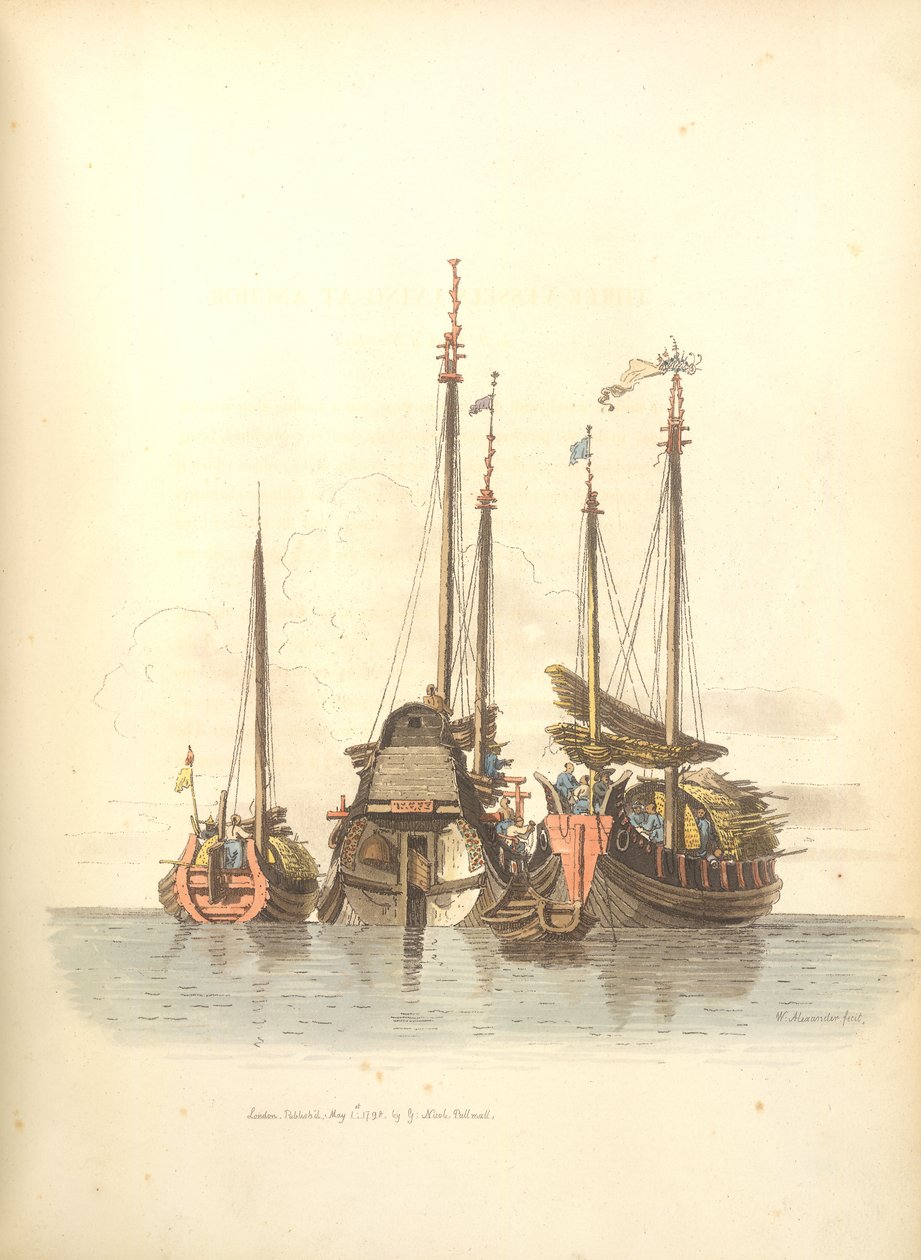 Drei Schiffe vor Anker von William Alexander