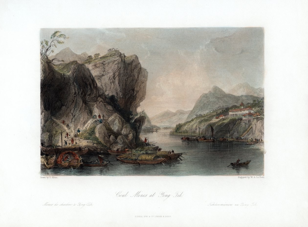 Kohleminen in Ying-Tih, China, ca. 1840 von William Alexander Le Petit