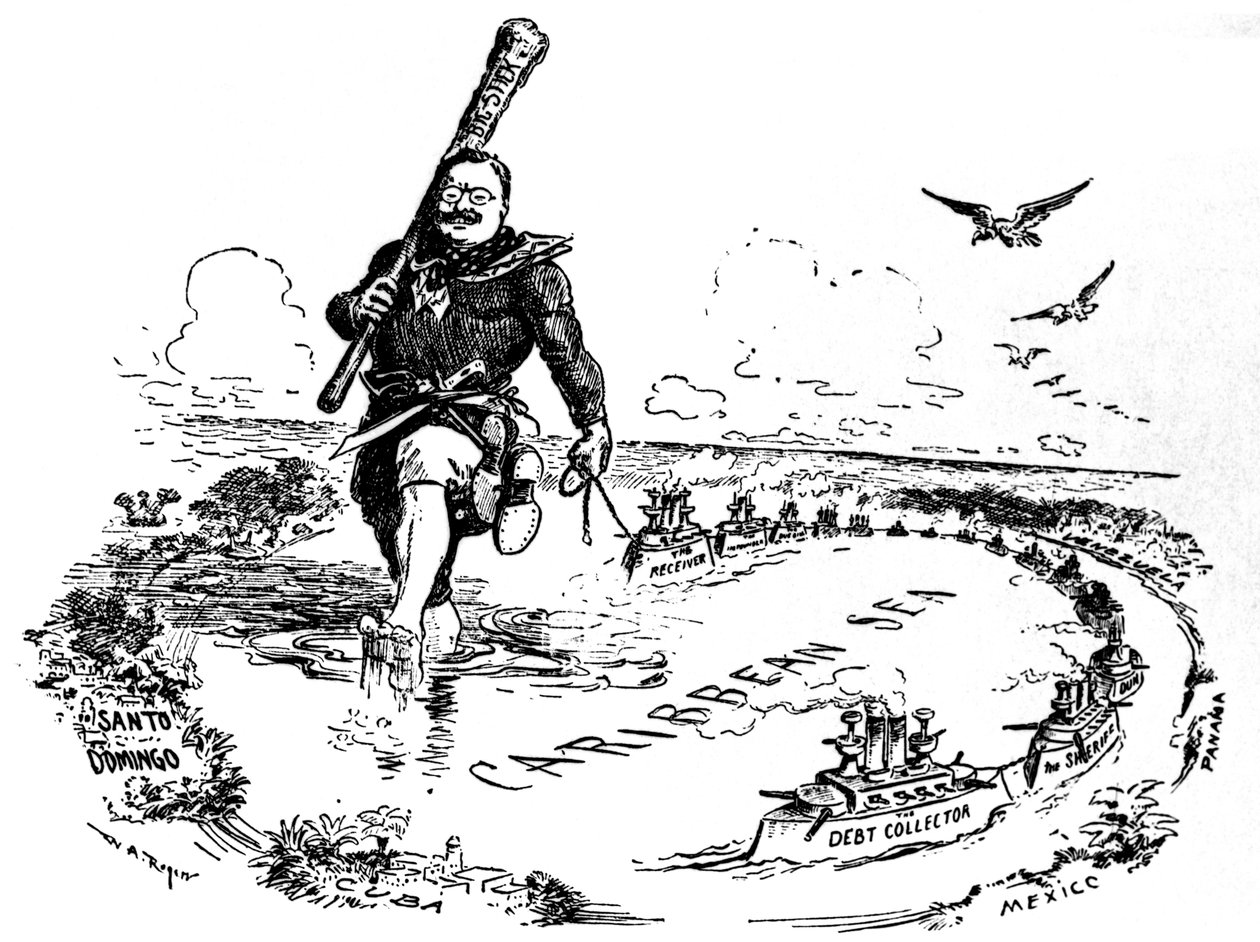 Der große Stock in der Karibik. Karikatur auf Theodore Roosevelt, 1904 von William Allen Rogers