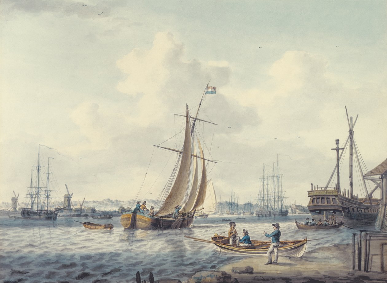 Ein Blick auf Greenwich und Deptford mit dem Royal Naval College und der königlichen Werft, 1789 von William Anderson