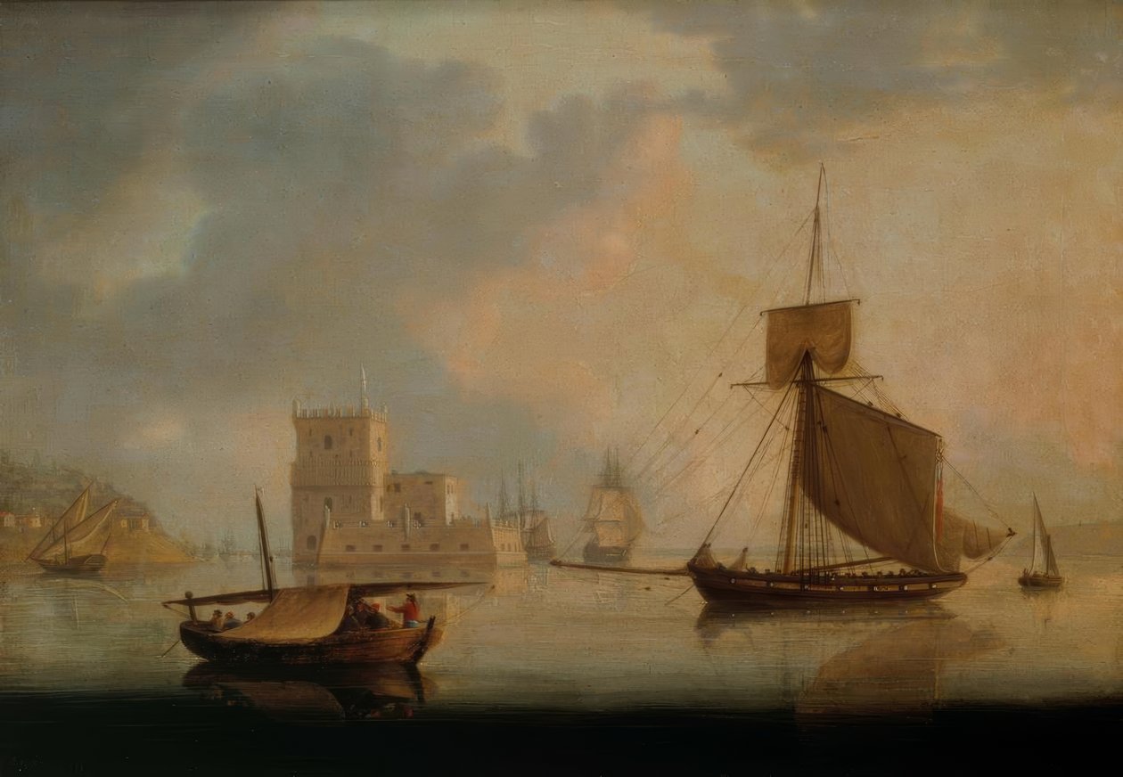 Marine-Kutter bei Belem-Turm an der Mündung des Tejo von William Anderson