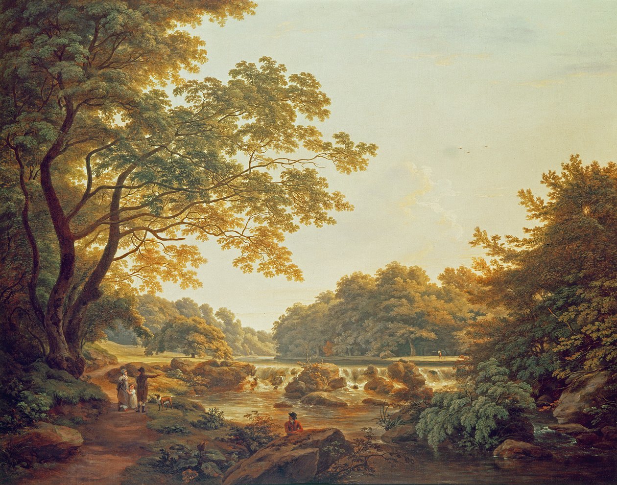 Figuren an einem Wehr am Fluss Clodiagh im Charleville Forest, County Offaly, 1801 von William Ashford