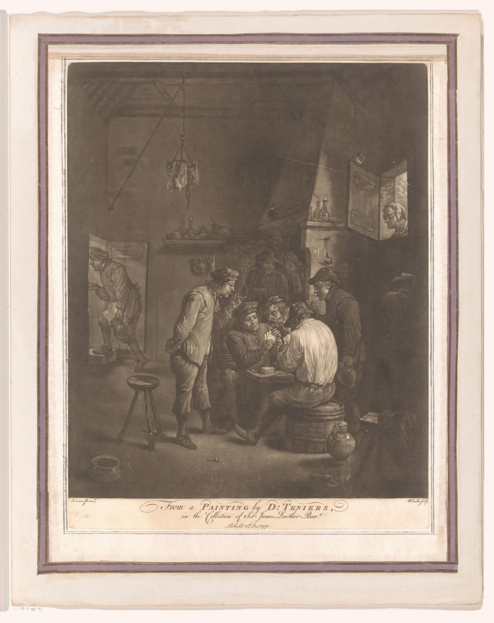 Kartenspielende Bauern in einer Herberge von William Baillie