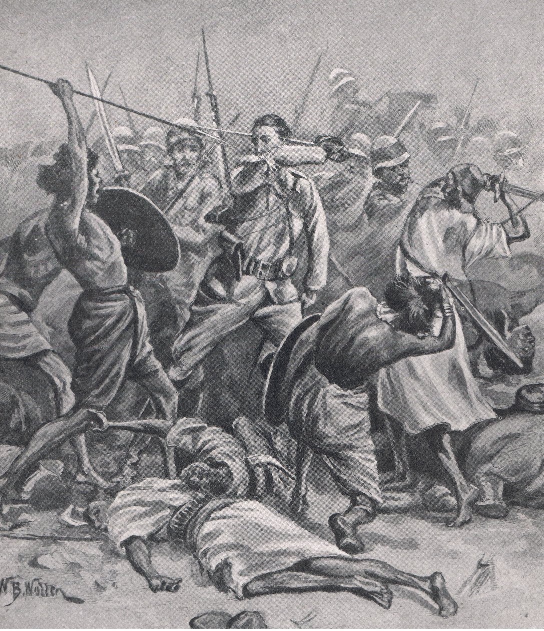 Das Quadrat bei Abu-Klea, 17. Januar 1885, Illustration aus Britische Schlachten zu Land und zu Wasser, 1915 von William Barnes Wollen