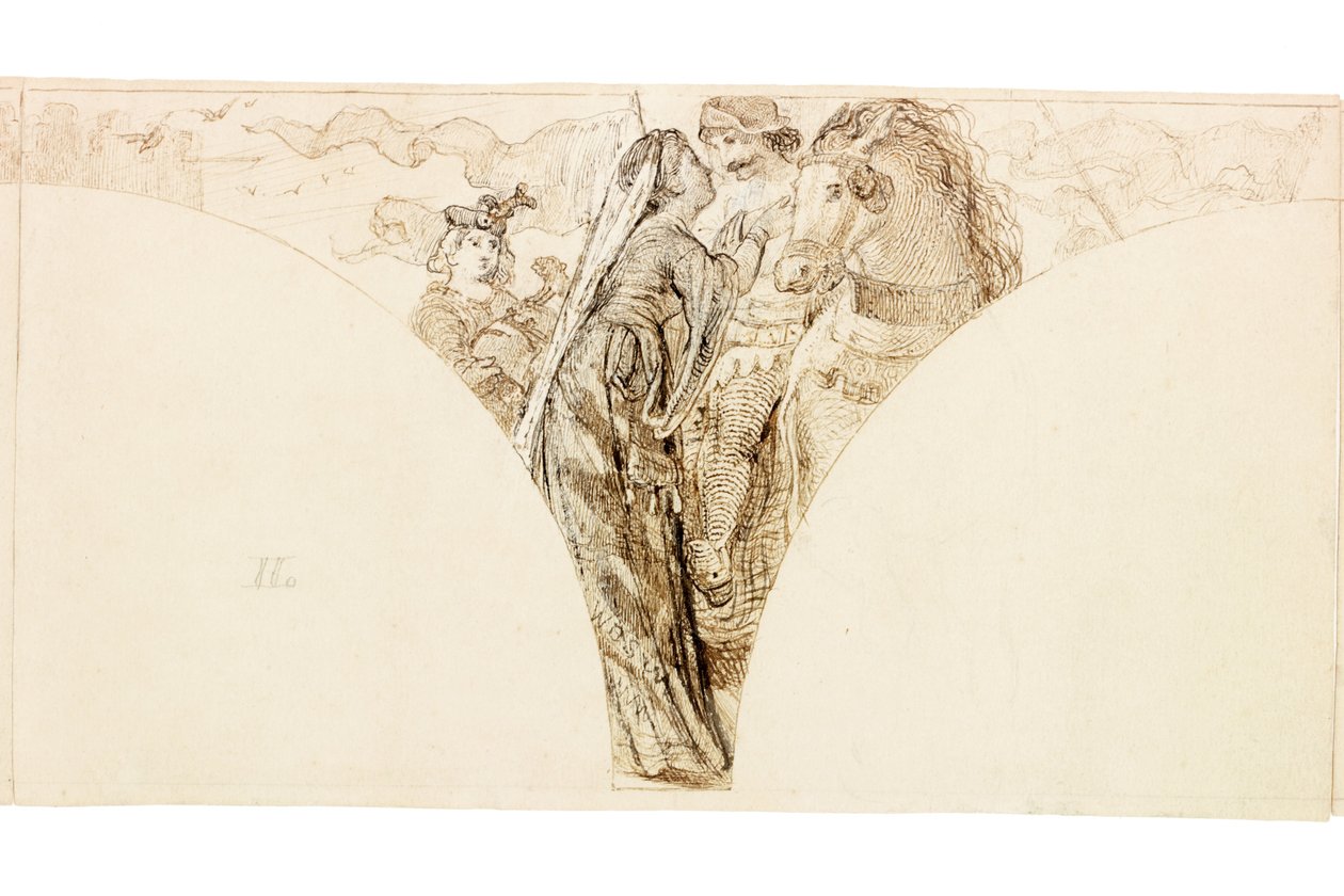 Skizze für ein Wandgemälde in Wallington Hall von William Bell Scott