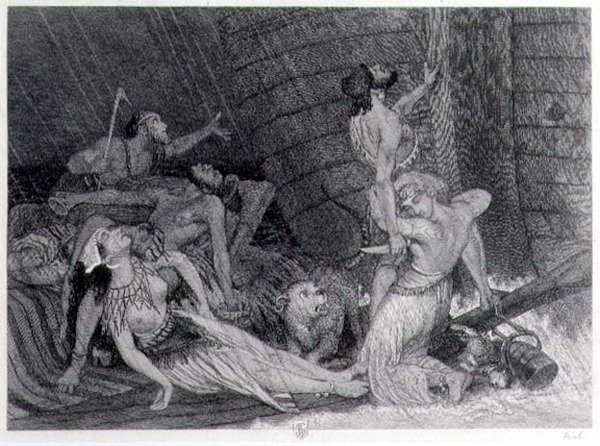 Zehnter Regentag, Probe für eine Bibelausgabe von 1872 von William Bell Scott