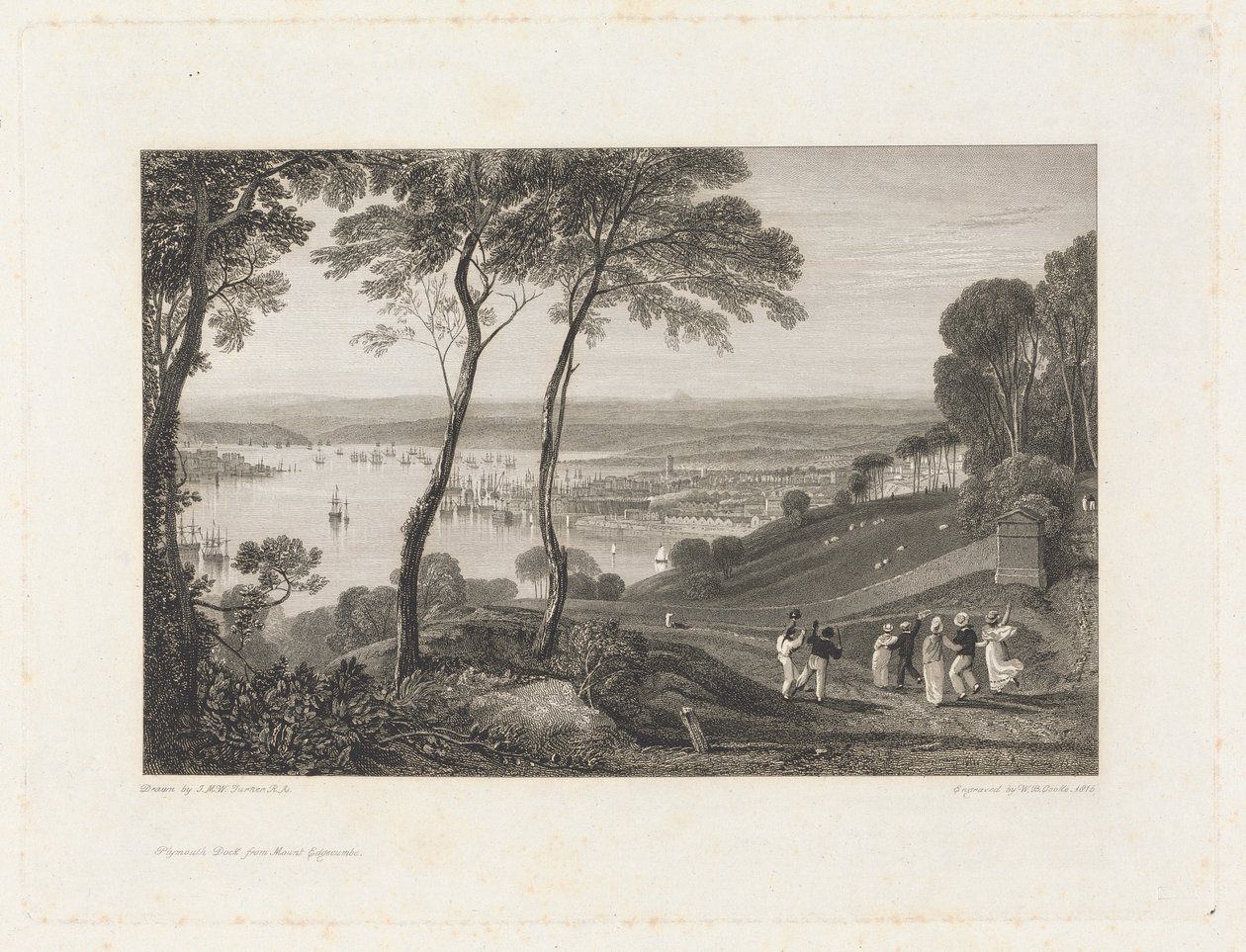 Plymouth Dock, von Mount Edgecumbe von William Bernard Cooke