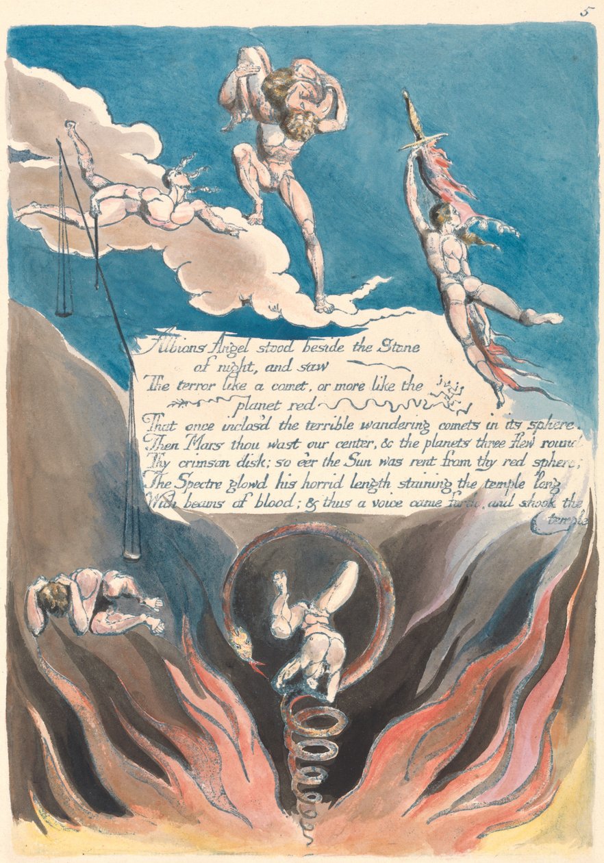 Albions Engel stand neben dem Stein der Nacht und sah... (Platte 7) von William Blake