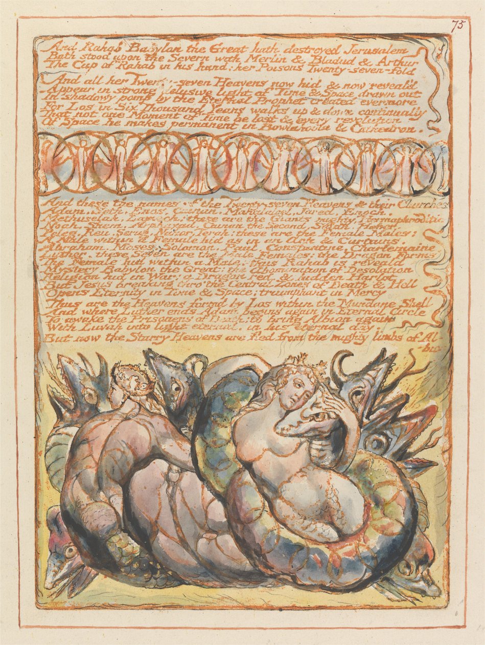 Und Rahab Babylon die Große (Platte 75) von William Blake