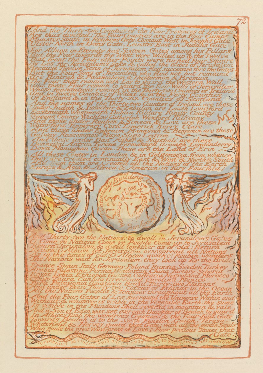 "Und die zweiunddreißig Grafschaften der vier Provinzen Irlands..." (Tafel 72) von William Blake