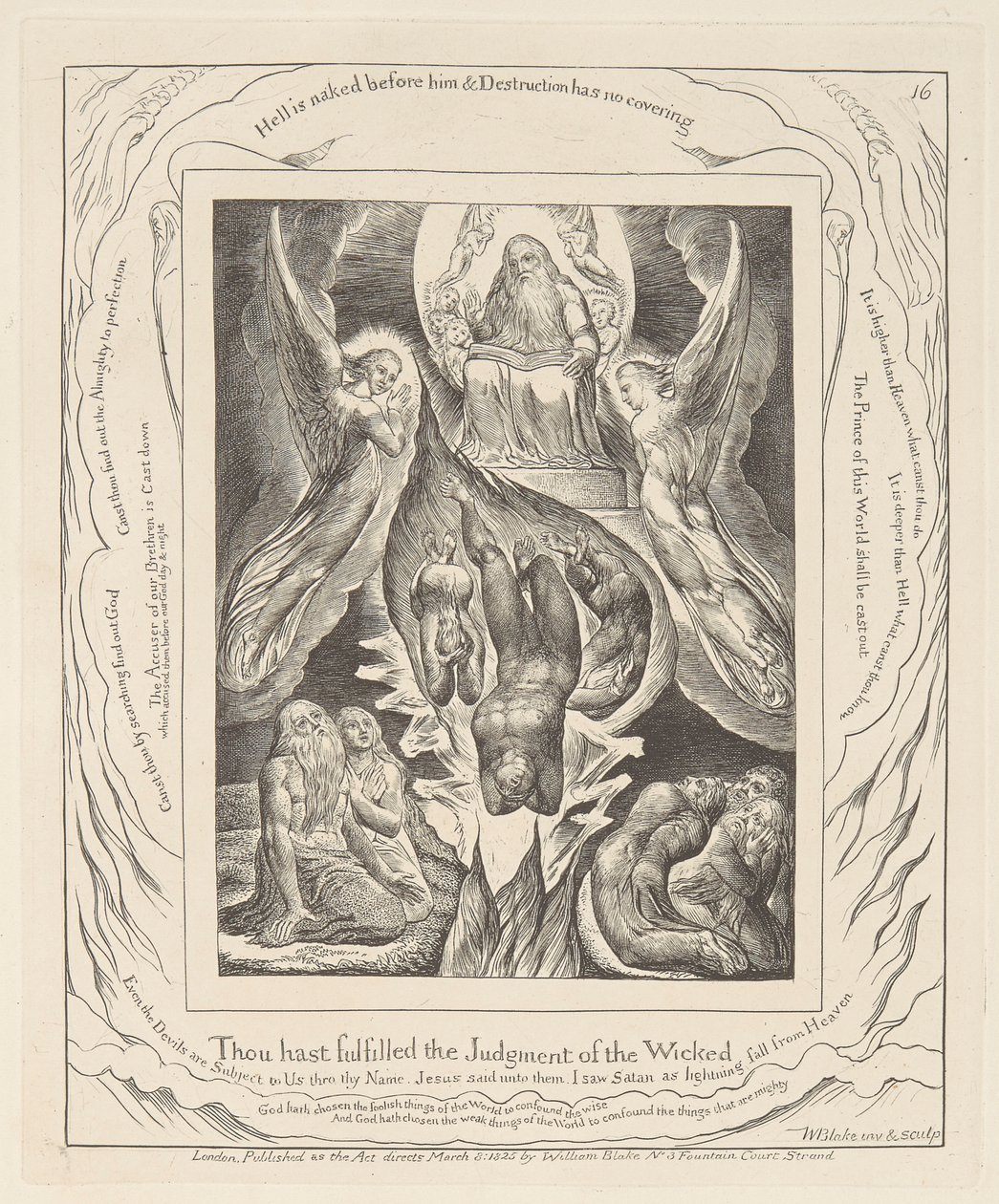 Buch Hiob, Platte 16, Der Fall Satans von William Blake