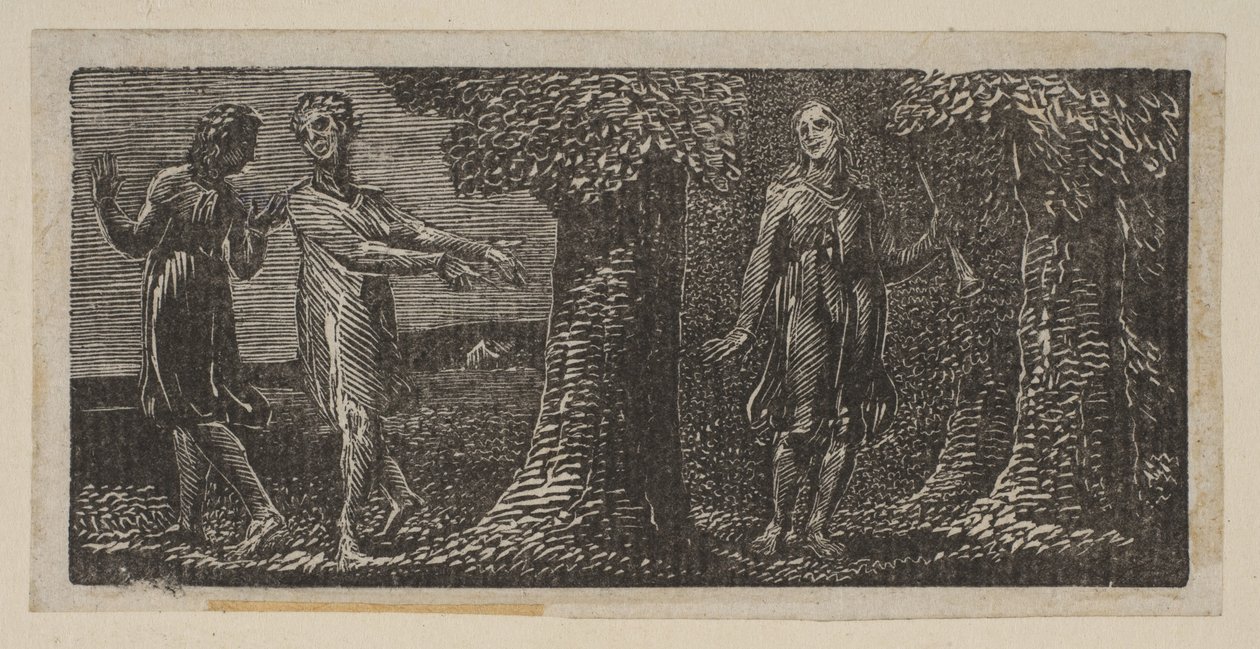 Colinet wird von zwei Jungen verspottet, aus Thorntons Pastorals of Virgil, 1821 von William Blake